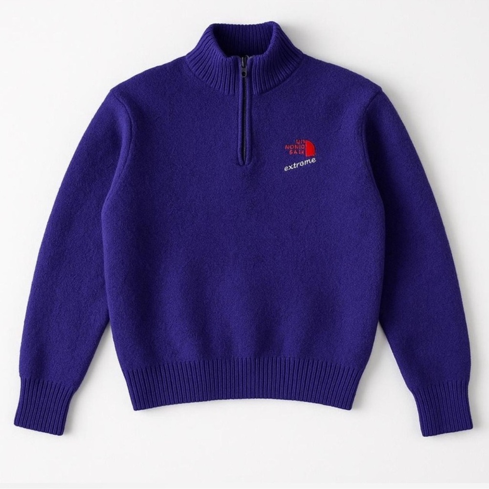 Vintage 90s The North Face Extreme 100% Wool Ski Quarter Zip Pullover Sweater